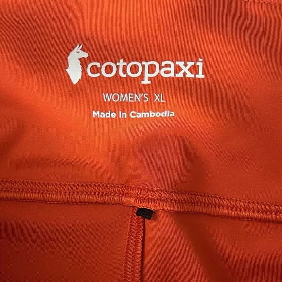 Cotopaxi Women's XL Athletic Leggings Orange Coral Colorblock Stretch Zip Pocket - Picture 3 of 5